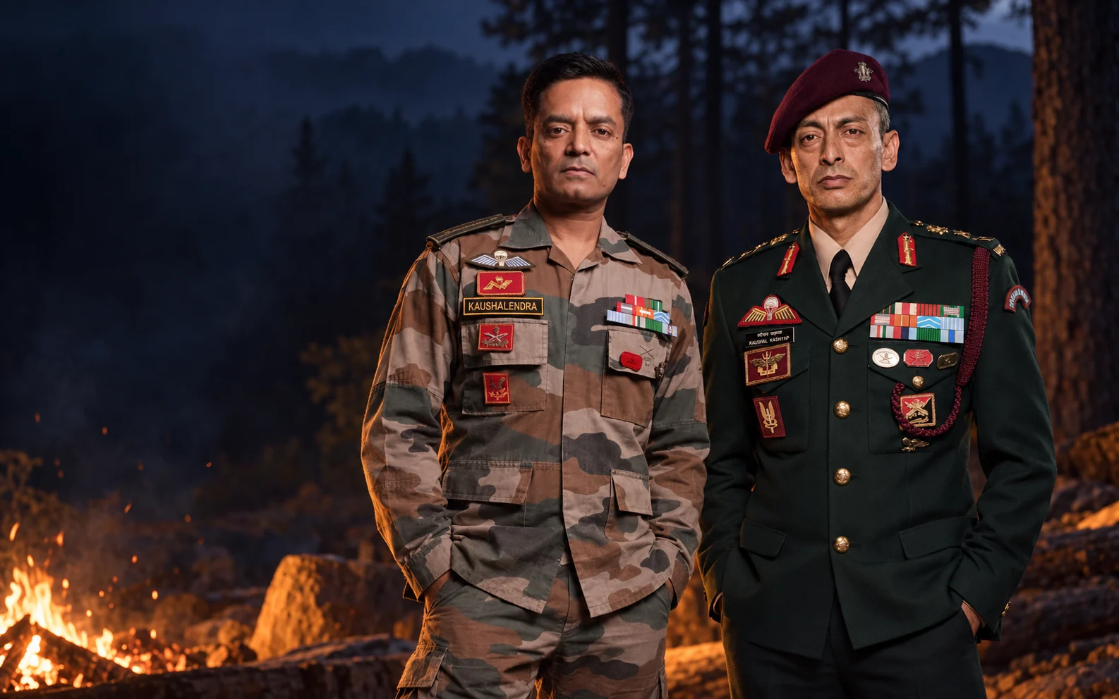 Concept portrait of Lt Col Kaushalendra Singh and Col Kaushal Kashyap at the OperationForgeX fireline